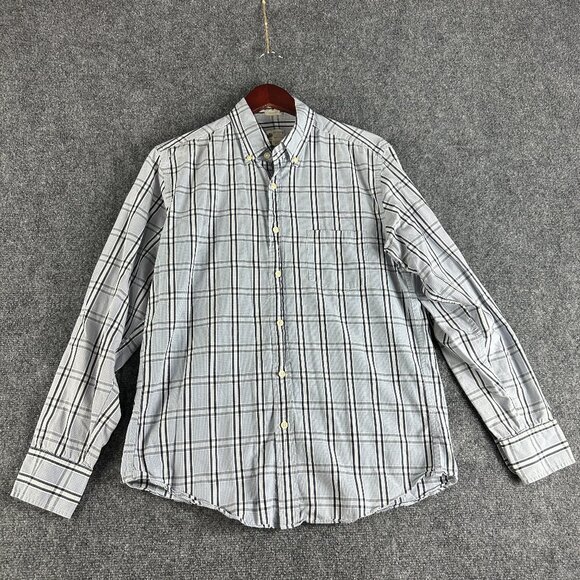 J Crew Shirt Mens Medium Tailored Fit Cotton Button Up  Long Sleeve Blue Plaid - Picture 1 of 7